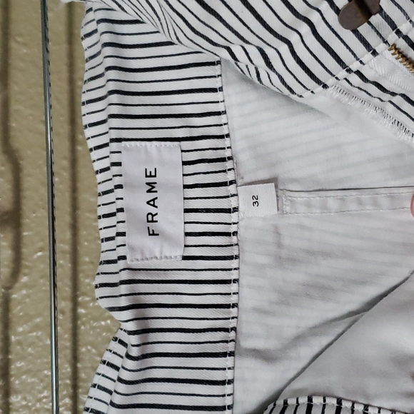 Frame Striped Culottes Belted Paperbag Waist Size 32 White and Black Wide Leg - Picture 5 of 9